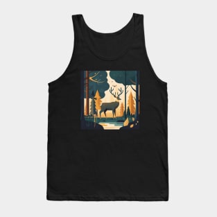 Deer in a Forest Scene Tank Top